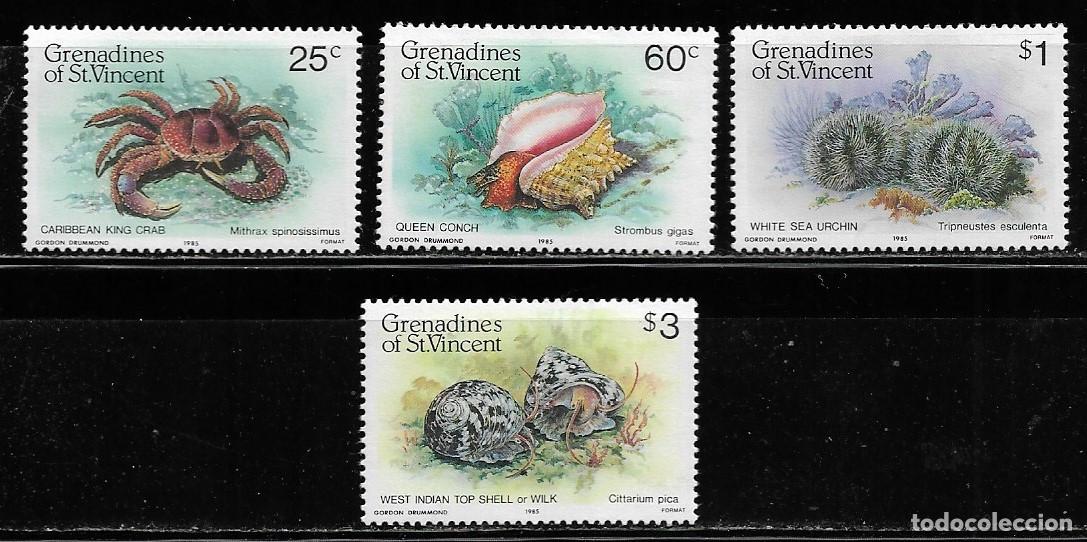 Sellos: GRENADINES DE SAN VICENTE 1985, Ivert 374/77 - FAUNA MARINA - CRUST&Aacute;CEOS. MNH.