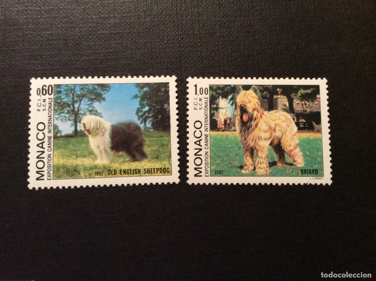 Sellos: MONACO N&ordm; YVERT 1329/0*** A&Ntilde;O 1982. EXPOSICION CANINA. PERROS BOBTAIL Y BRIARD