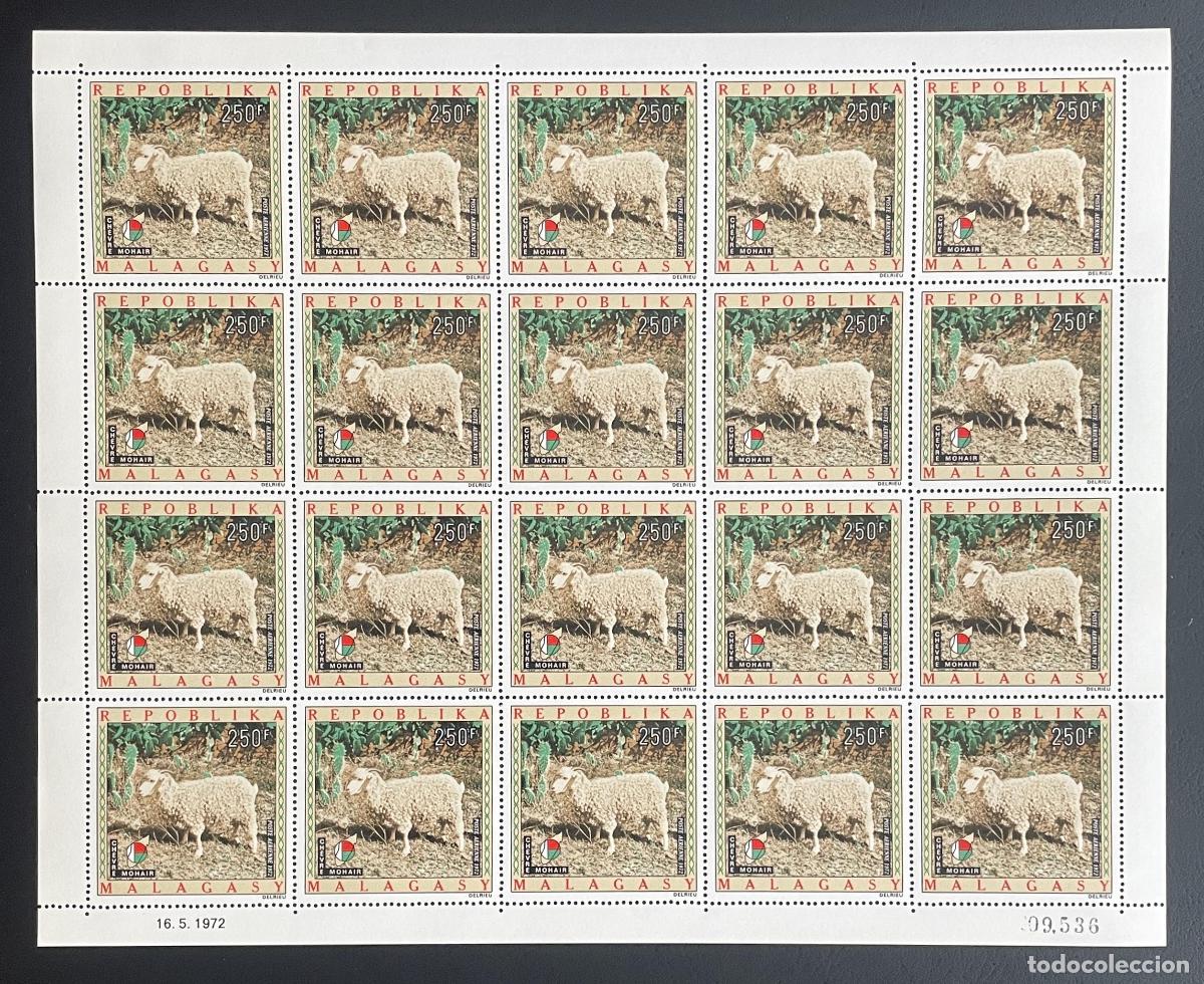 Sellos: Madagascar 1972 YT PA 121 tabl&oacute;n cabra mohair cr&iacute;a caprina