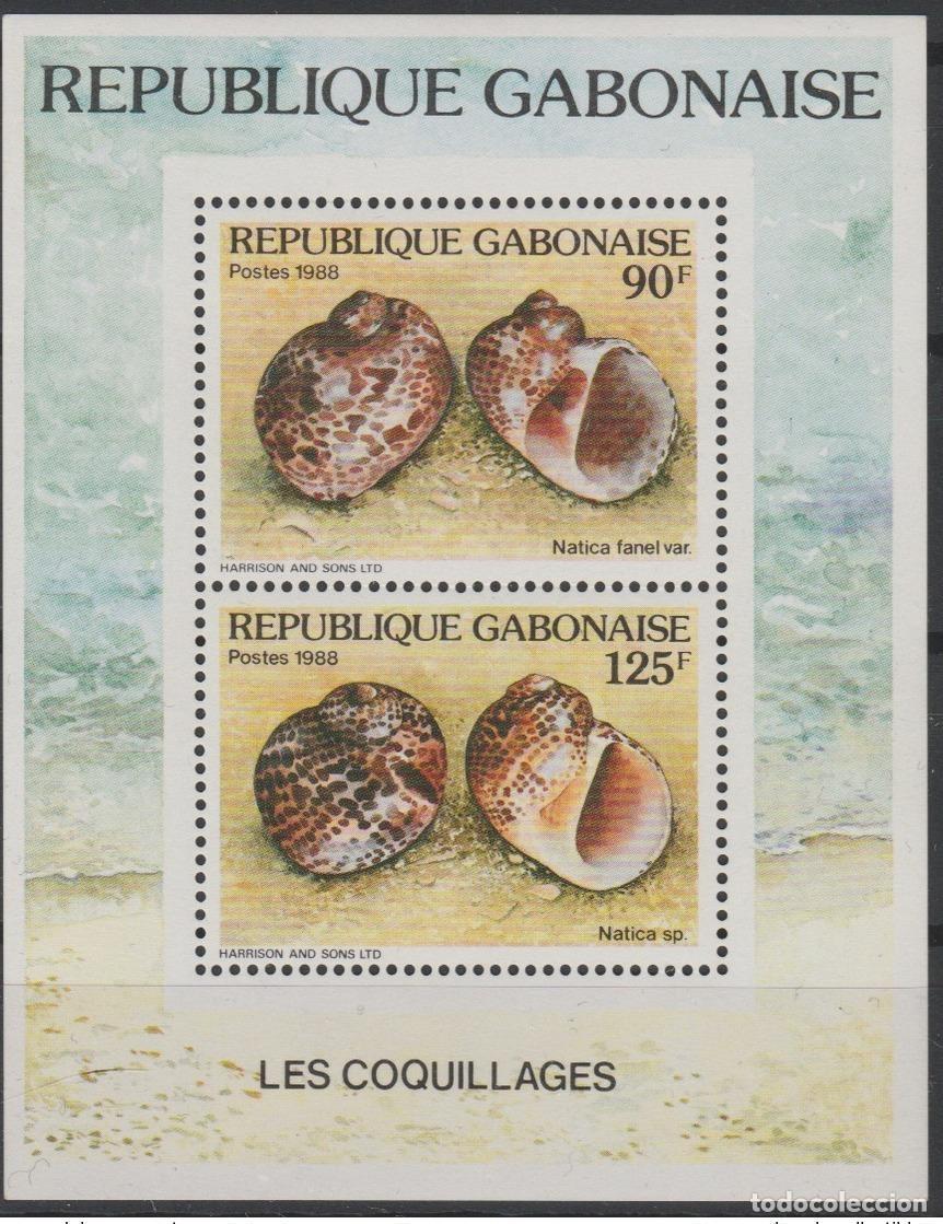 Sellos: Gab&oacute;n 1988 Mib. bl. A60 The Shells Meeresschnecken &iexcl;RARO!