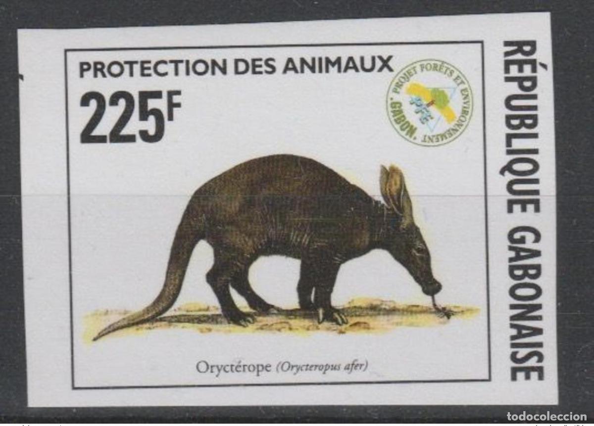 Sellos: Gab&oacute;n 1996 ND Imperf Mi. 1311 oso hormiguero de protecci&oacute;n fauna &iexcl;RARO!