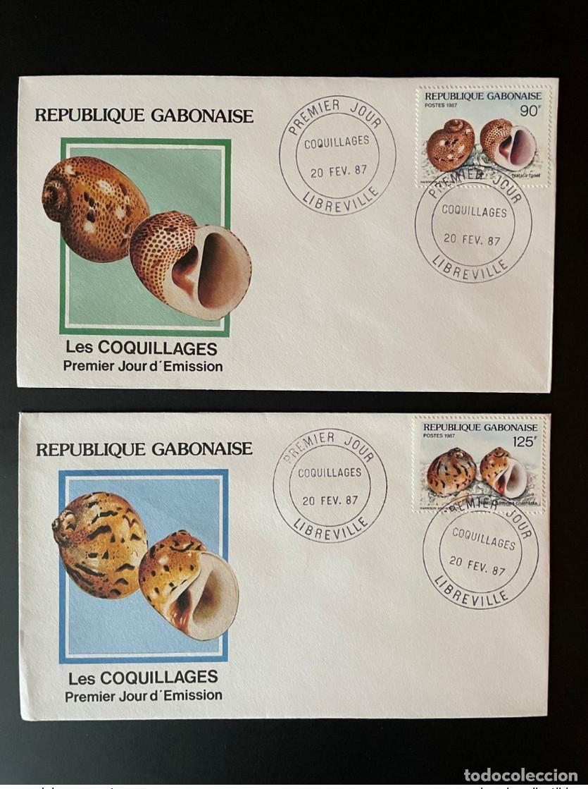 Sellos: Gab&oacute;n 1987 Mi. 984 - 985 FDC Cover Shells Meeresschnecken