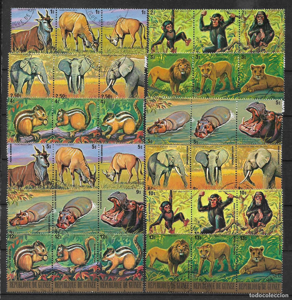 Sellos: guinea 1977 scott 752-757,C137-C142 usado fauna - 22/8