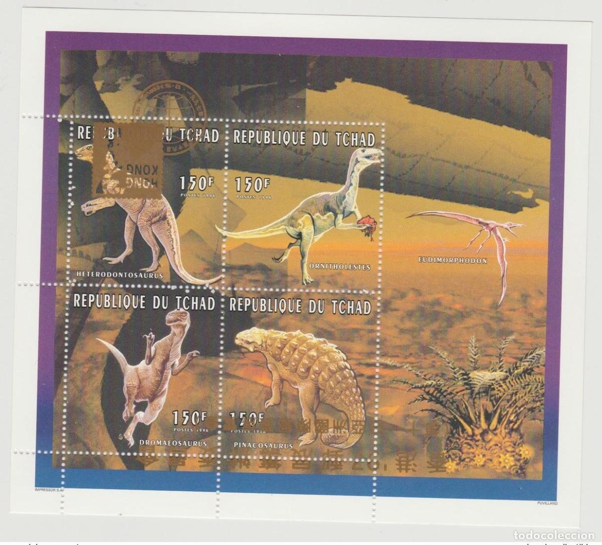 Sellos: Chad 1996/1997 La sobrecarga derroc&oacute; al dinosaurio de Hong Kong del 97 (II)