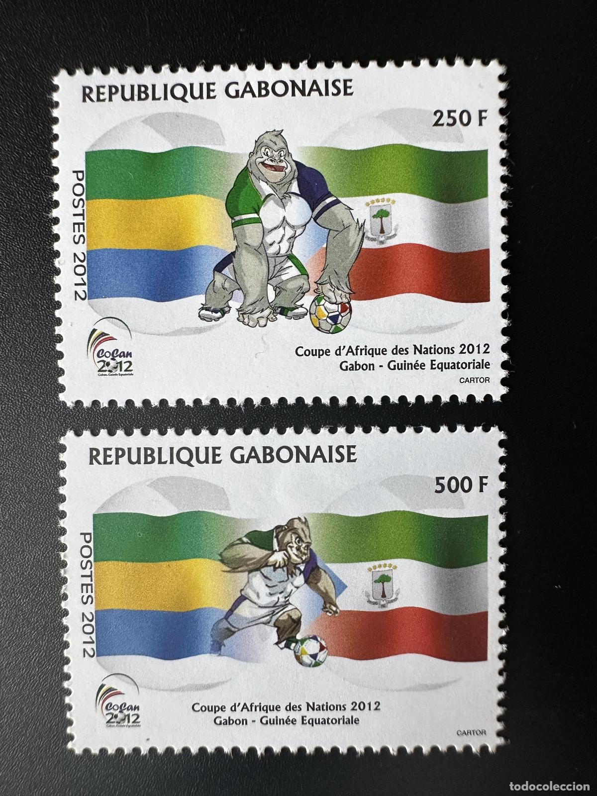 Sellos: Gab&oacute;n 2012 Mi. 1708 - 1709 CAN Copa de &Aacute;frica Naciones F&uacute;tbol Gorilla