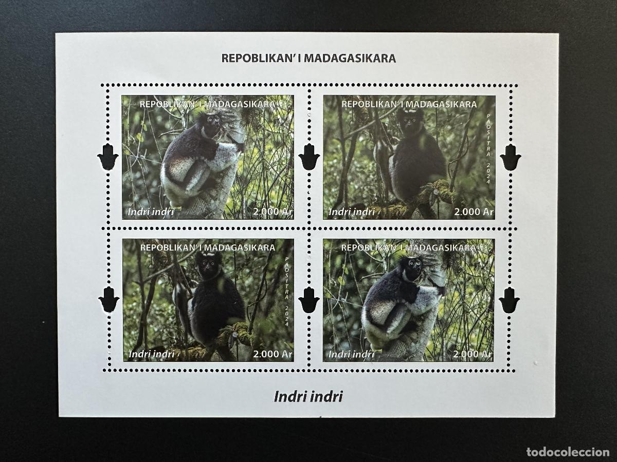 Sellos: Madagascar 2024/2025 Mi. &iquest;Bl.? S/S Indri l&eacute;mures fauna de