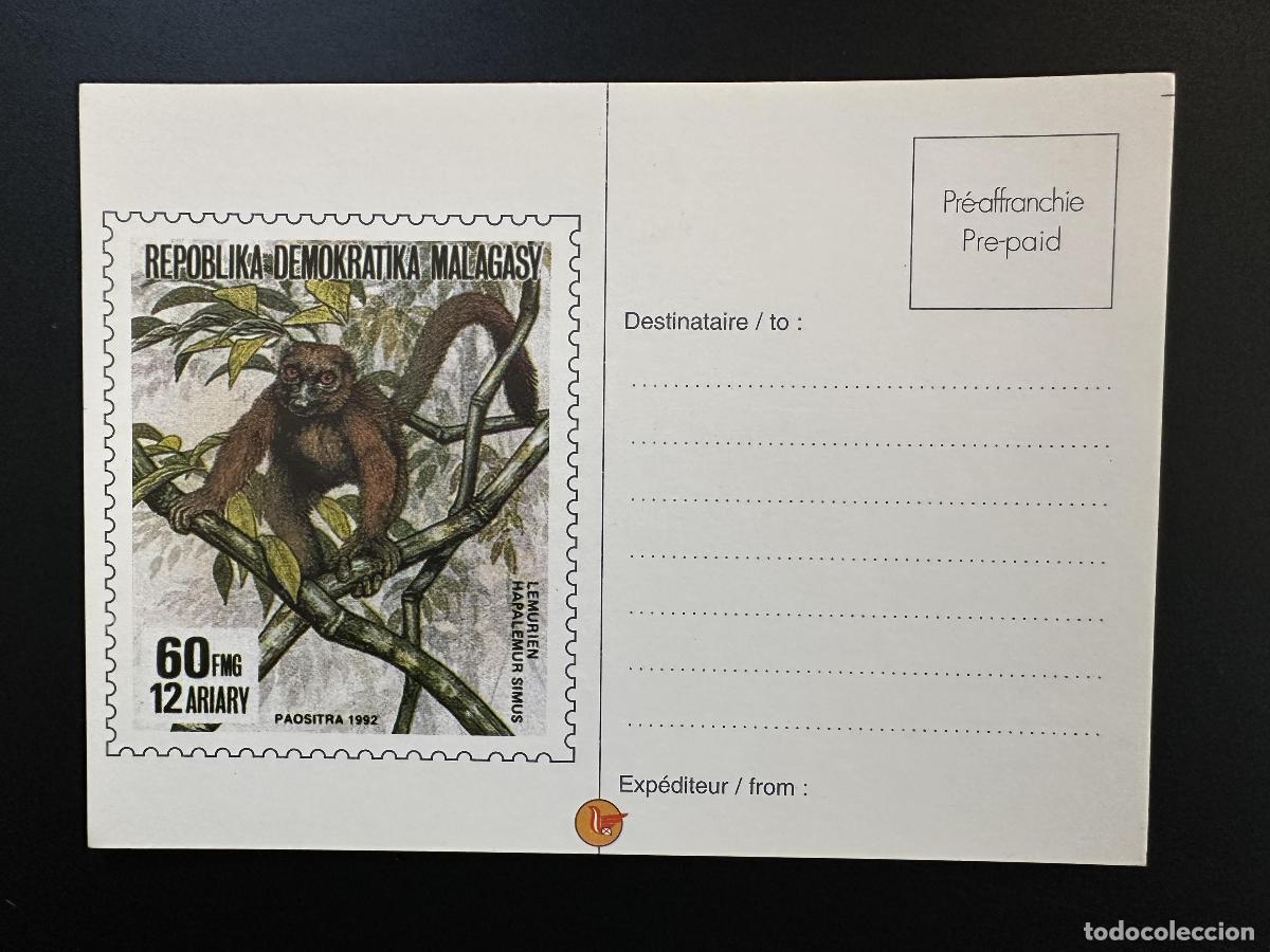 Sellos: &iquest;Madagascar 1993? YT CP 11 Papeler&iacute;a postal Lemur Hapalemur simus l&eacute;mur fauna