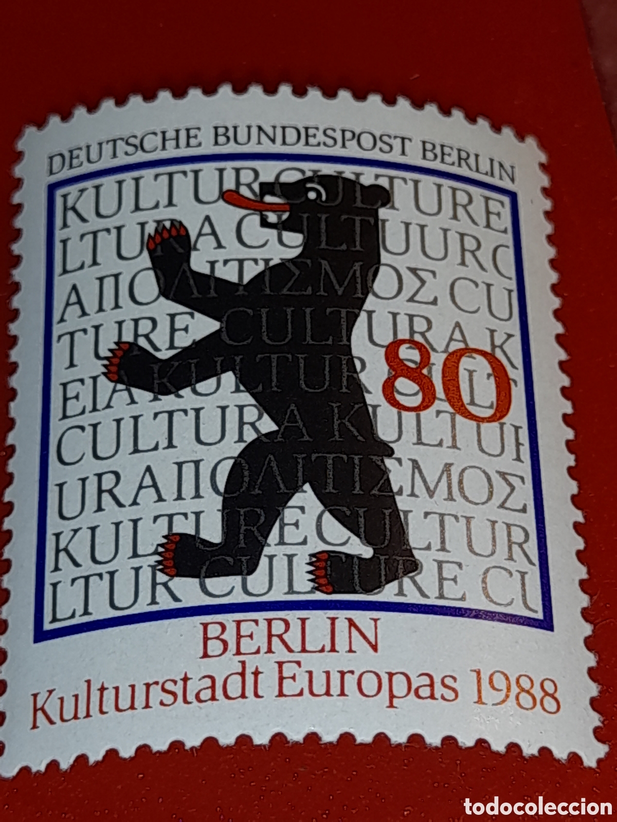 Sellos: Sello Alemania, Berlin nuevo 1988. Capital europa cultura. Escudo. Animales heraldicas. Oso. Mamifer