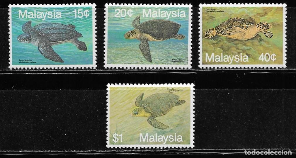 Sellos: MALASIA 1990, SERIE Ivert 455/58 - FAUNA - TORTUGAS. MNH.