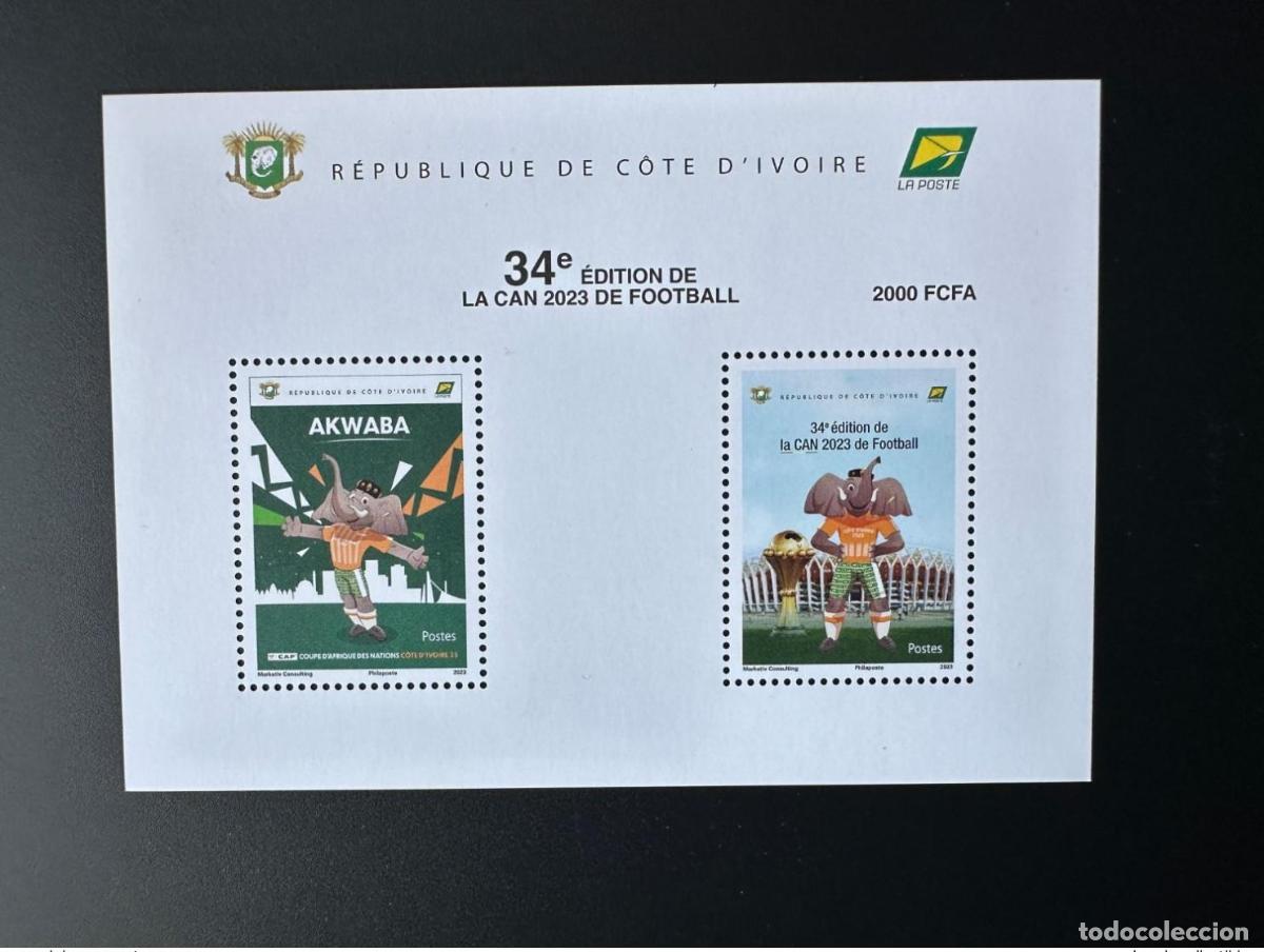 Sellos: Costa de Marfil 2024 Mi. &iquest;Bl.? S/S bloquea la Copa Africana F&uacute;tbol CAN Elephant Wildlife