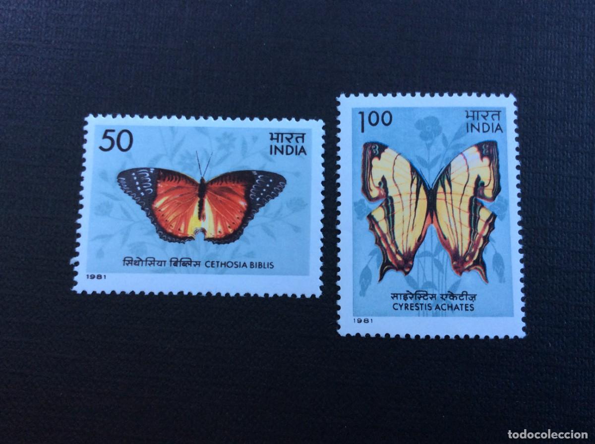 Sellos: INDIA N&ordm; YVERT 682/3+685/6*** A&Ntilde;O 1981. MARIPOSAS. SERIES COMPLETAS