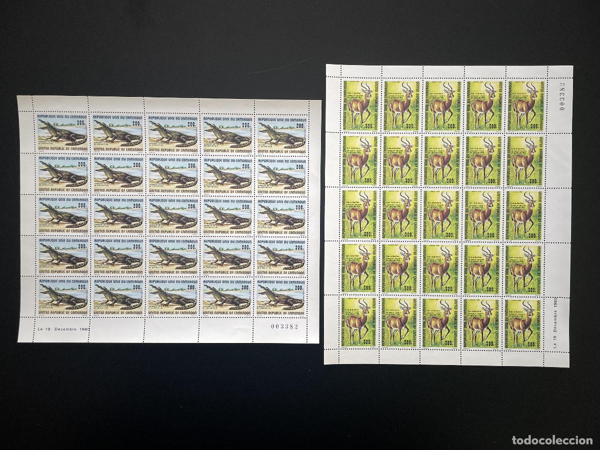 Sellos: Camer&uacute;n 1981 YT 662-663 tabl&oacute;n mazorca de cocodrilo fauna animales vida silvestre