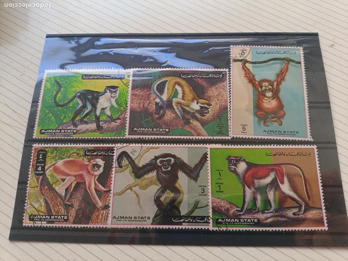 Sellos: Fauna. Lote de sellos. Monos. Ajman