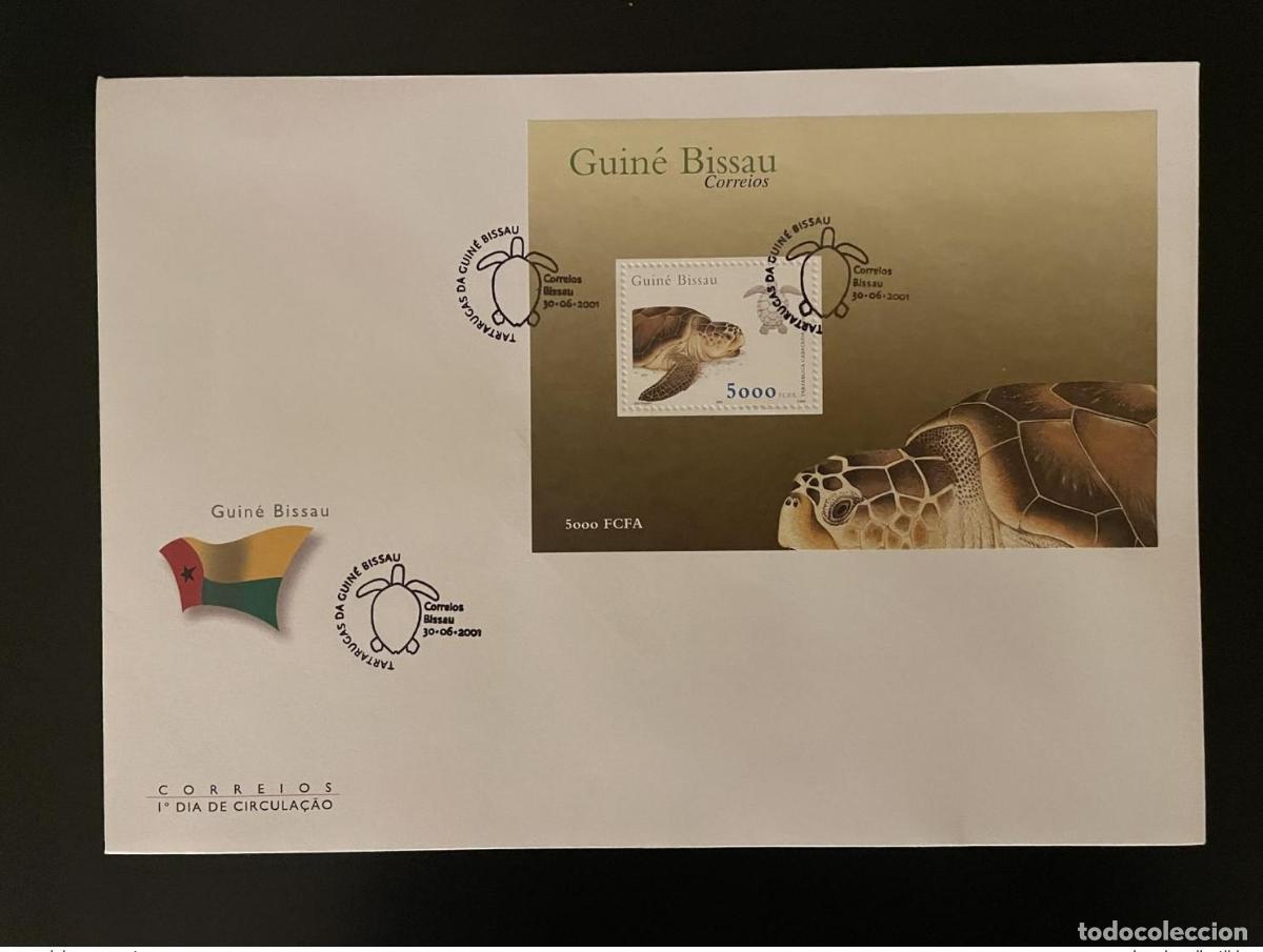 Sellos: Guinea-Bis&aacute;u 2001 Mi. Bl. 350 FDC Tartarugas Tortugas Reptiles