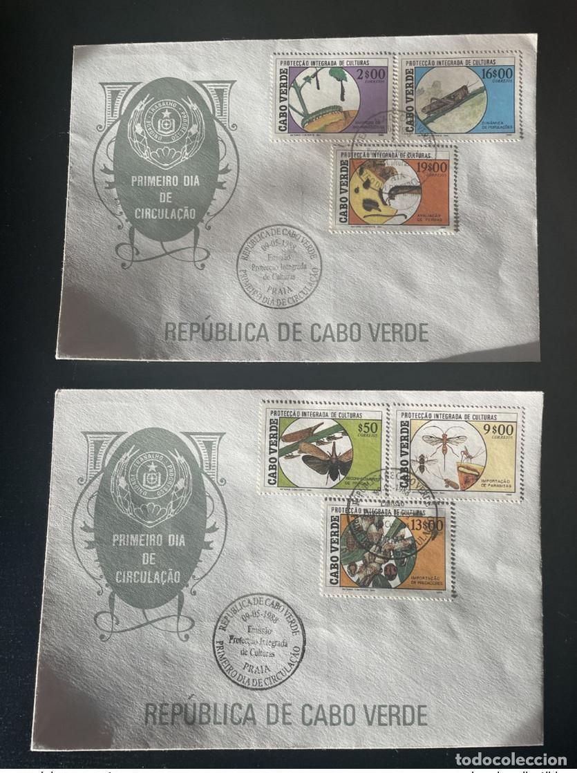 Sellos: Cabo Verde 1988 Mi. 528 - 533 FDC Protec&ccedil;ao integrada culturas Plantas Insectos