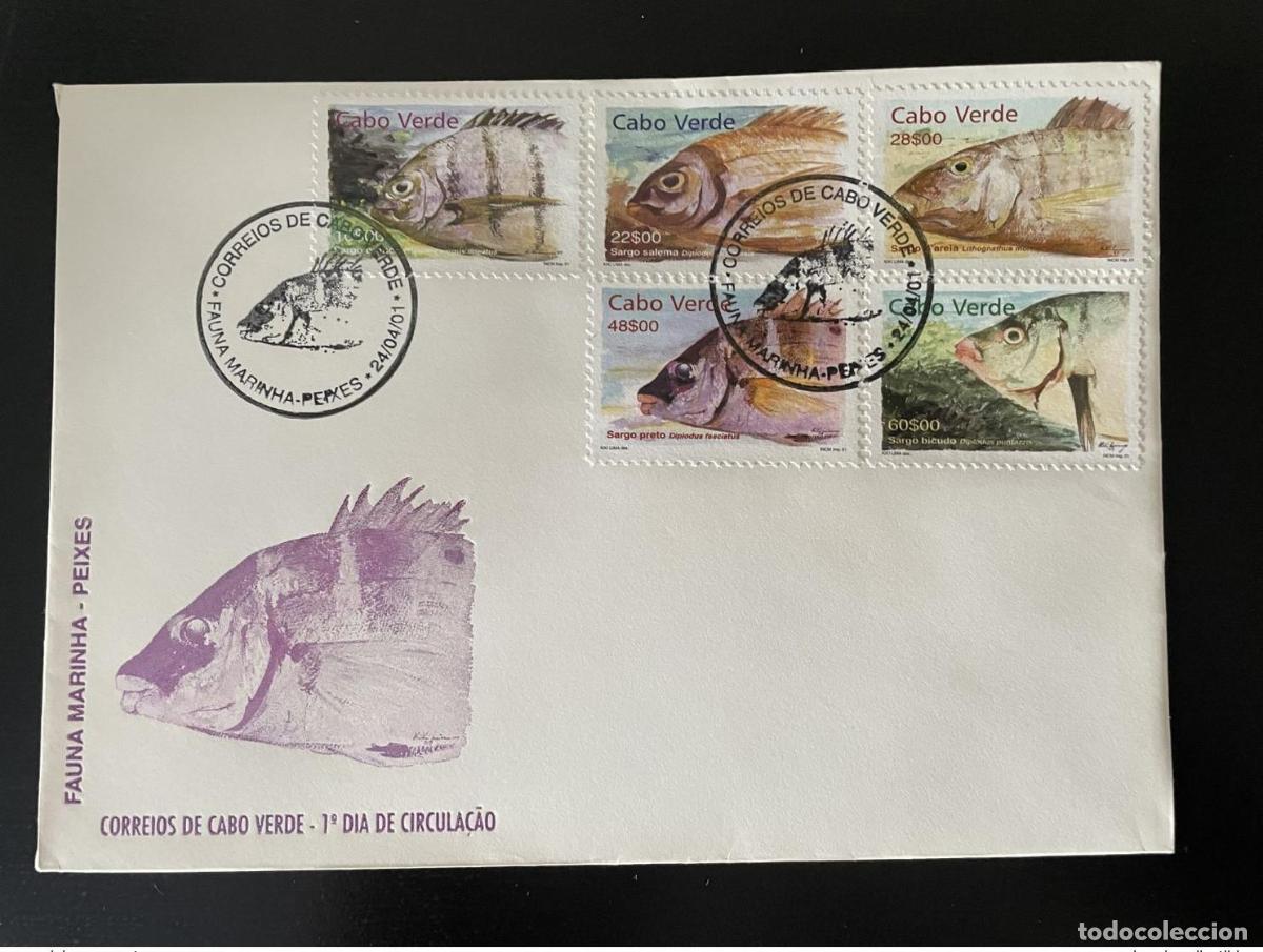 Sellos: Cabo Verde 2001 Mi. 783 - 787 FDC Peixes Peces Fauna marina