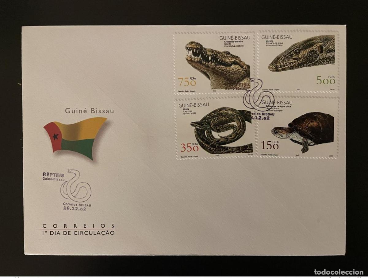 Sellos: Guinea-Bis&aacute;u 2002 Mi. 2029 - 2032 FDC Reptiles Reptiliana Serpiente Tortuga