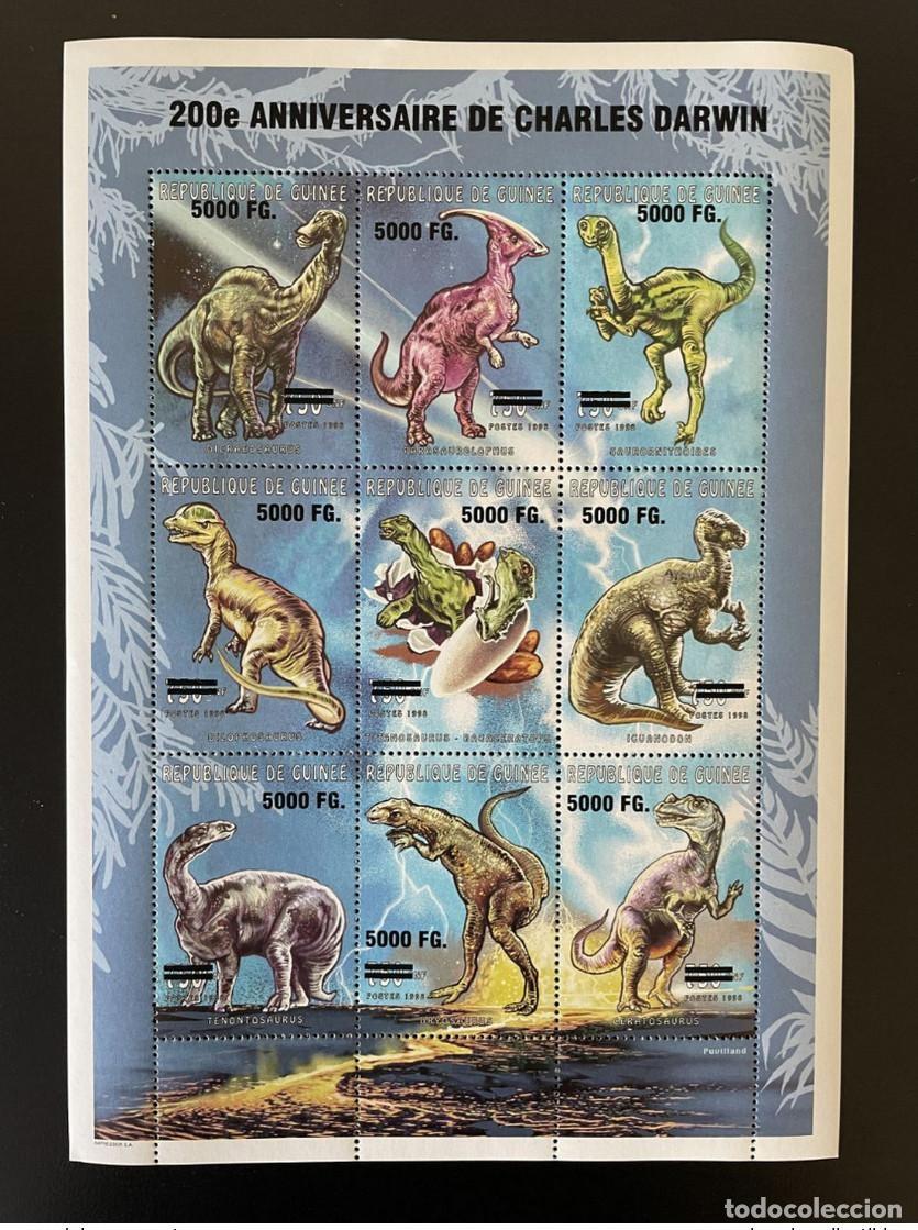 Sellos: Guinea 2009 Mi. 6794 - 6802 dinosaurios sobrecargados 200 aniversario Darwin