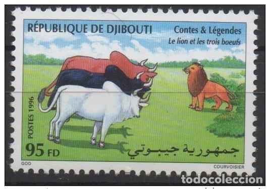Sellos: Yibuti 1996 Mi. 627 ** nueve leyendas de MNH Tales El le&oacute;n los tres bueyes RARO