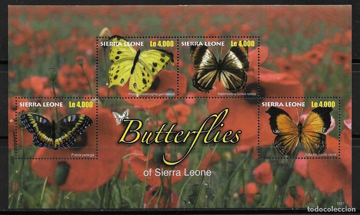 Sellos: SIERRA LEONA 2010, HOJA BLOQUE TEMA FAUNA - MARIPOSAS. MNH.