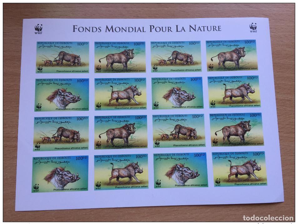 Sellos: Djibouti 2000 Mi. 678-681 ND IMPERF WWF Warthog Wildlife hoja de 16 RARAS