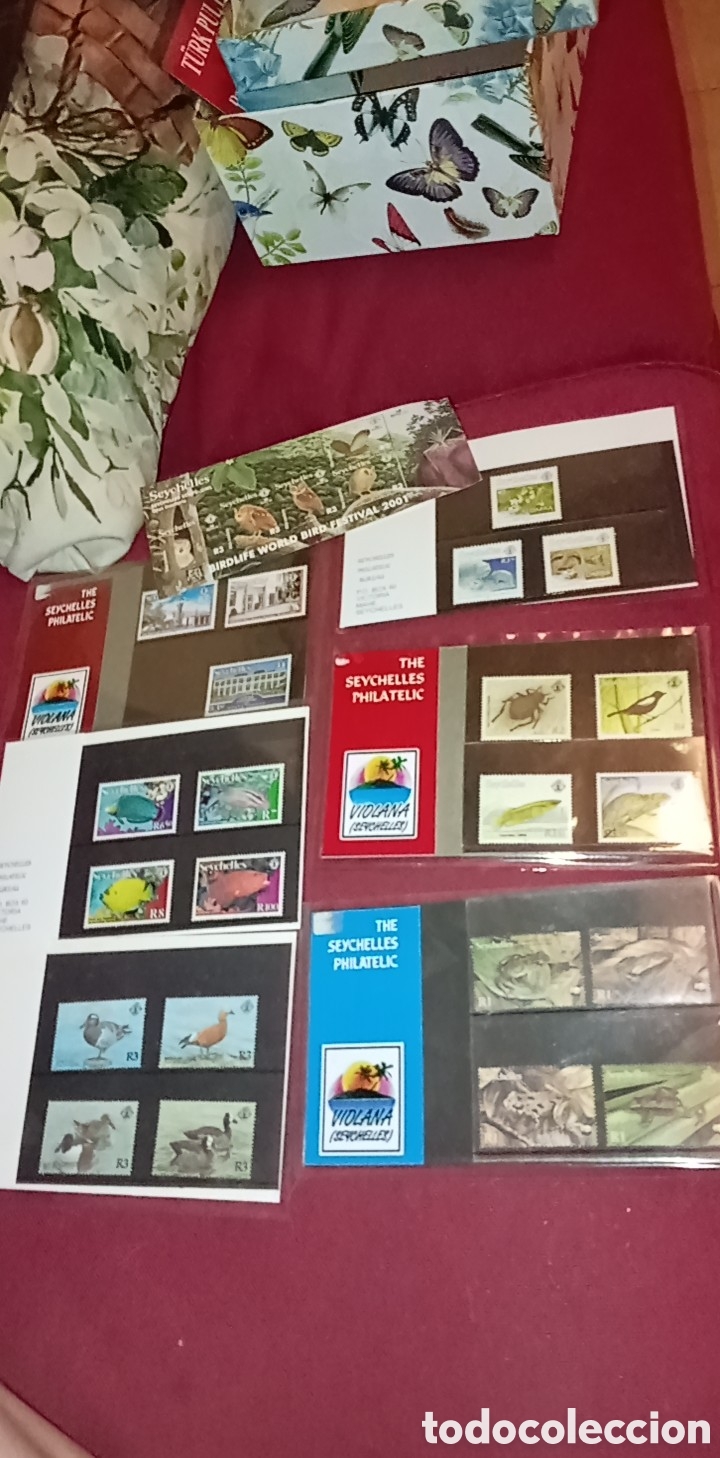 Sellos: ⭐ Gran lote oficial Seychelles Philatelic Bureau &ndash; Series completas, fauna, aves, peces, WWF y BirdL