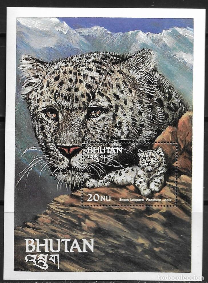 Sellos: BHUTAN 1984, HOJA BLOQUE Ivert 98 - FAUNA - ANIMALES EN EXTINCI&Oacute;N. MNH.