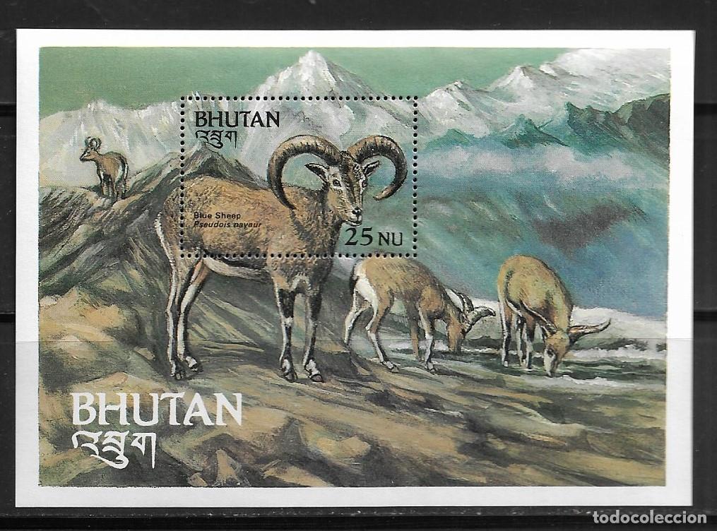 Sellos: BHUTAN 1984, HOJA BLOQUE Ivert 100 - FAUNA - ANIMALES EN EXTINCI&Oacute;N. MNH.