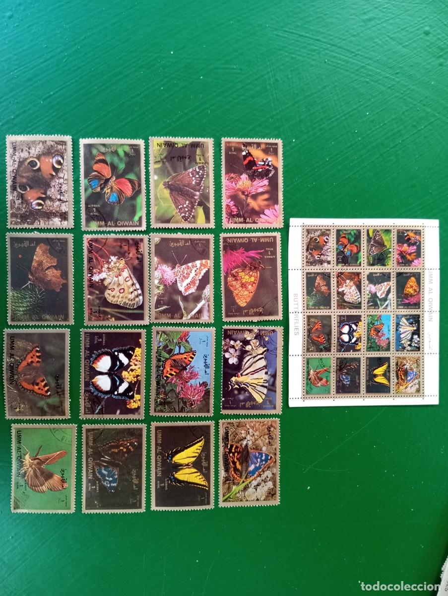 Sellos: FAUNA, MARIPOSAS,, SERIE COMPLETANY MINI HOJA BLOQUE CON LOS MISMOS
