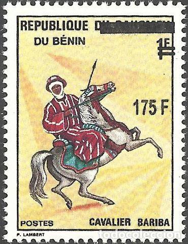 Francobolli: Ben&iacute;n 2008 Mi. 1418 sobrecargado 175F jinete Bariba caballo traje