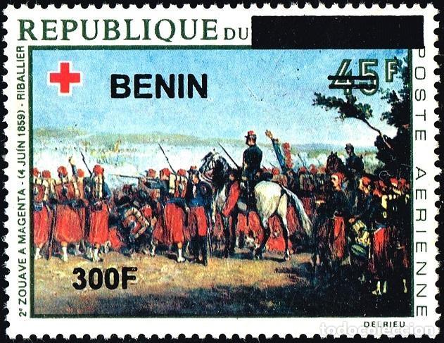 Sellos: Ben&iacute;n 2009 Mi. 1542 sobrecargado Cruz Roja Zuavo Magenta batalla