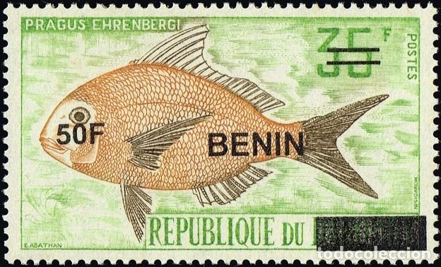 Sellos: Ben&iacute;n 2009 Mi. 1575 sobrecargado 50F sobre 35F Pragus Ehrenbergi pez
