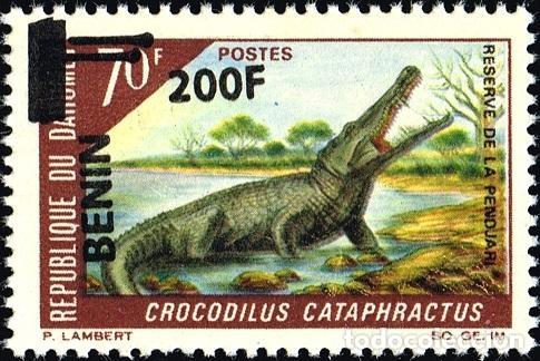 Sellos: Ben&iacute;n 2009 Mi. 1498 sobrecargado 200F cocodrilo Pendjari fauna reptil