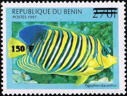 Sellos: Ben&iacute;n 2000 Mi. 1297 sobrecargado Pygoplites diacanthus pez &aacute;ngel real