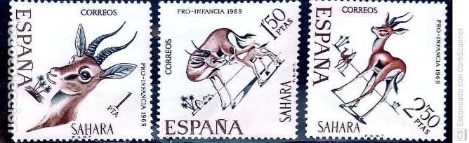 Sellos: Sahara. 271/73 Gacelas. 1969. Sellos nuevos y numeraci&oacute;n Yvert.