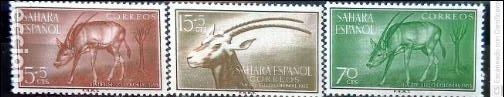 Sellos: Sahara. 123/25 D&iacute;a del Sello: Orys del Sahara. 1955. Sellos nuevos y numeraci&oacute;n Edifil.