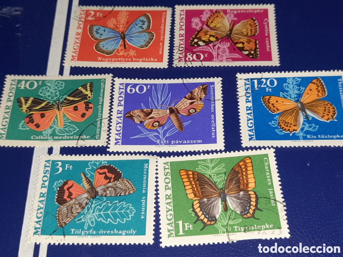 Sellos: Sello (7/8v) Hungria mtdo 1969. Mariposas. Polillas. Insectos. Fauna. Naturaleza.