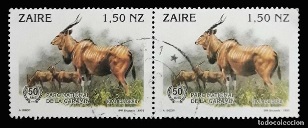 Sellos: ZAIRE 1993 L Aniversario del parque nacional de Garamba. PAREJA. USADO.
