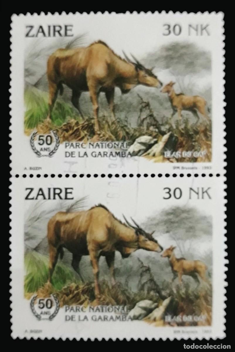 Sellos: ZAIRE 1993 L Aniversario del parque nacional de Garamba. PAREJA. USADO.