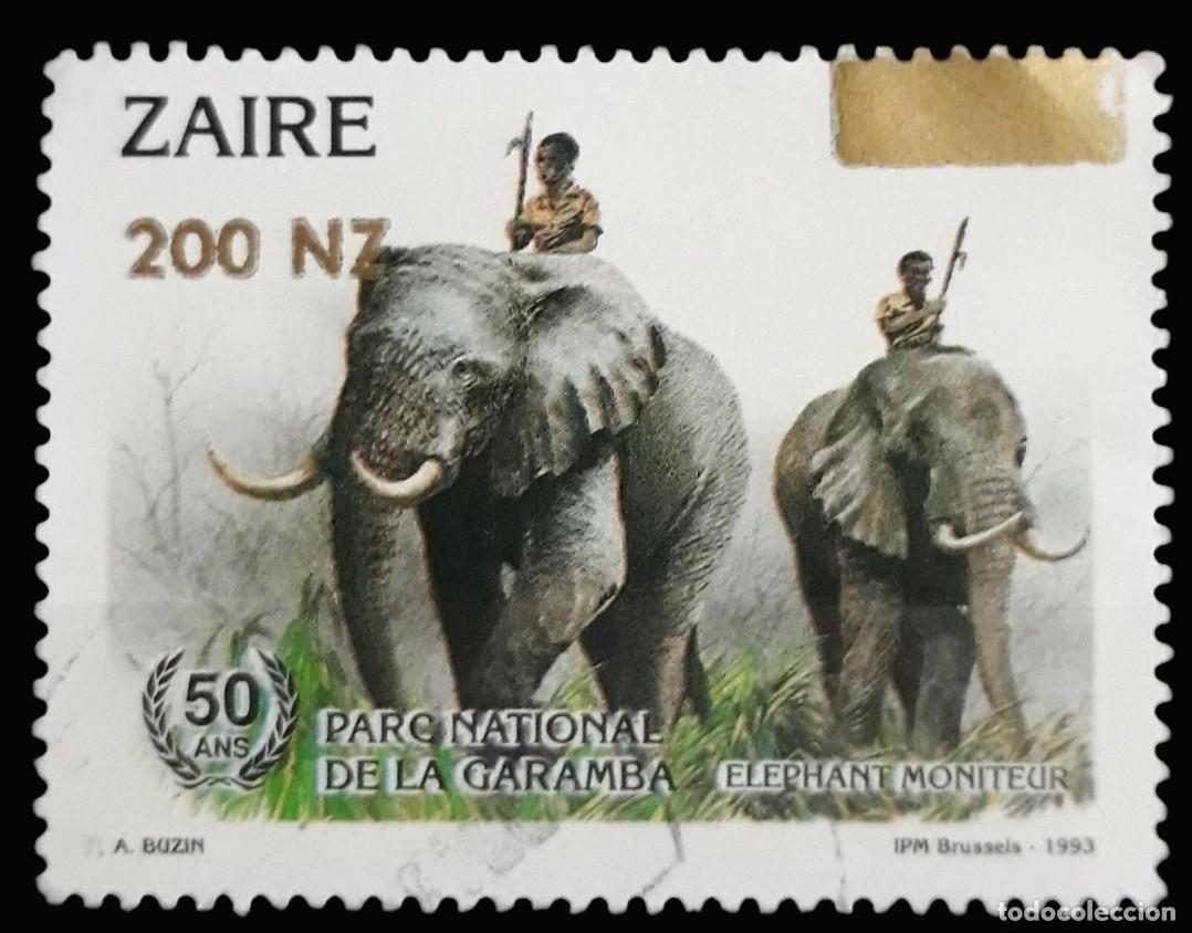 Sellos: ZAIRE 1994 L Aniversario del parque nacional de Garamba. SOBRECARGADO. USADO.