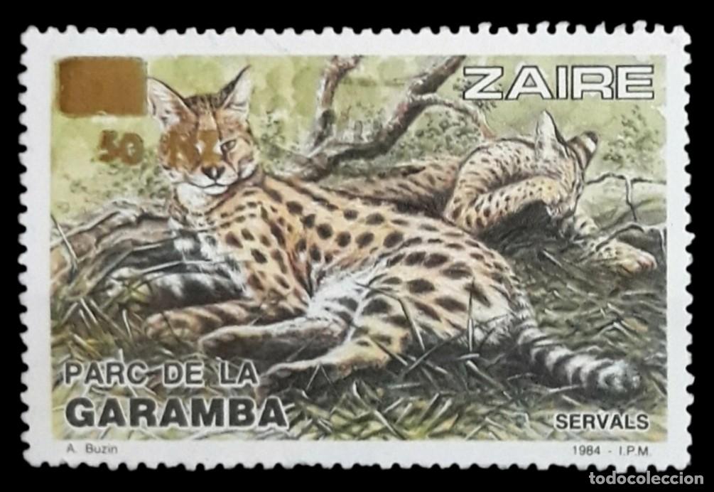 Sellos: ZAIRE 1994 L Aniversario del parque nacional de Garamba. SOBRECARGADO. USADO.