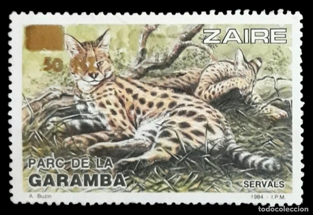 Sellos: ZAIRE 1994 L Aniversario del parque nacional de Garamba. SOBRECARGADO. USADO.