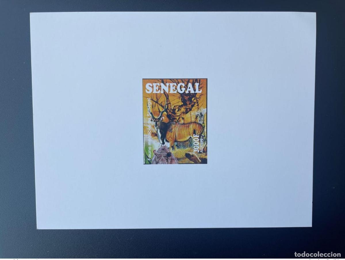 Sellos: Senegal 2015 Mi. Bl. 109 Proof Luxury vida silvestre en peligro de extinci&oacute;n elefantes aves