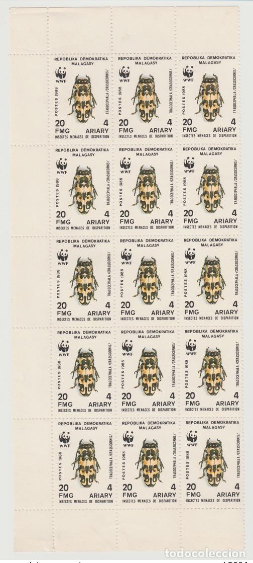Sellos: Madagascar 1988 Mi. 1157 WWF Insectos MNH Bloque de 15 especies raras