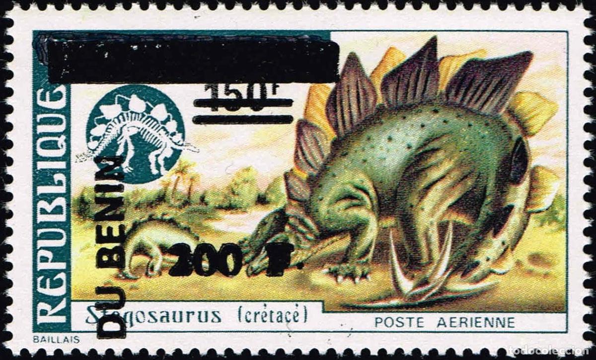 Sellos: Ben&iacute;n 1994 Mi. 610 sobrecargado Stegosaurus dinosaurio correo a&eacute;reo