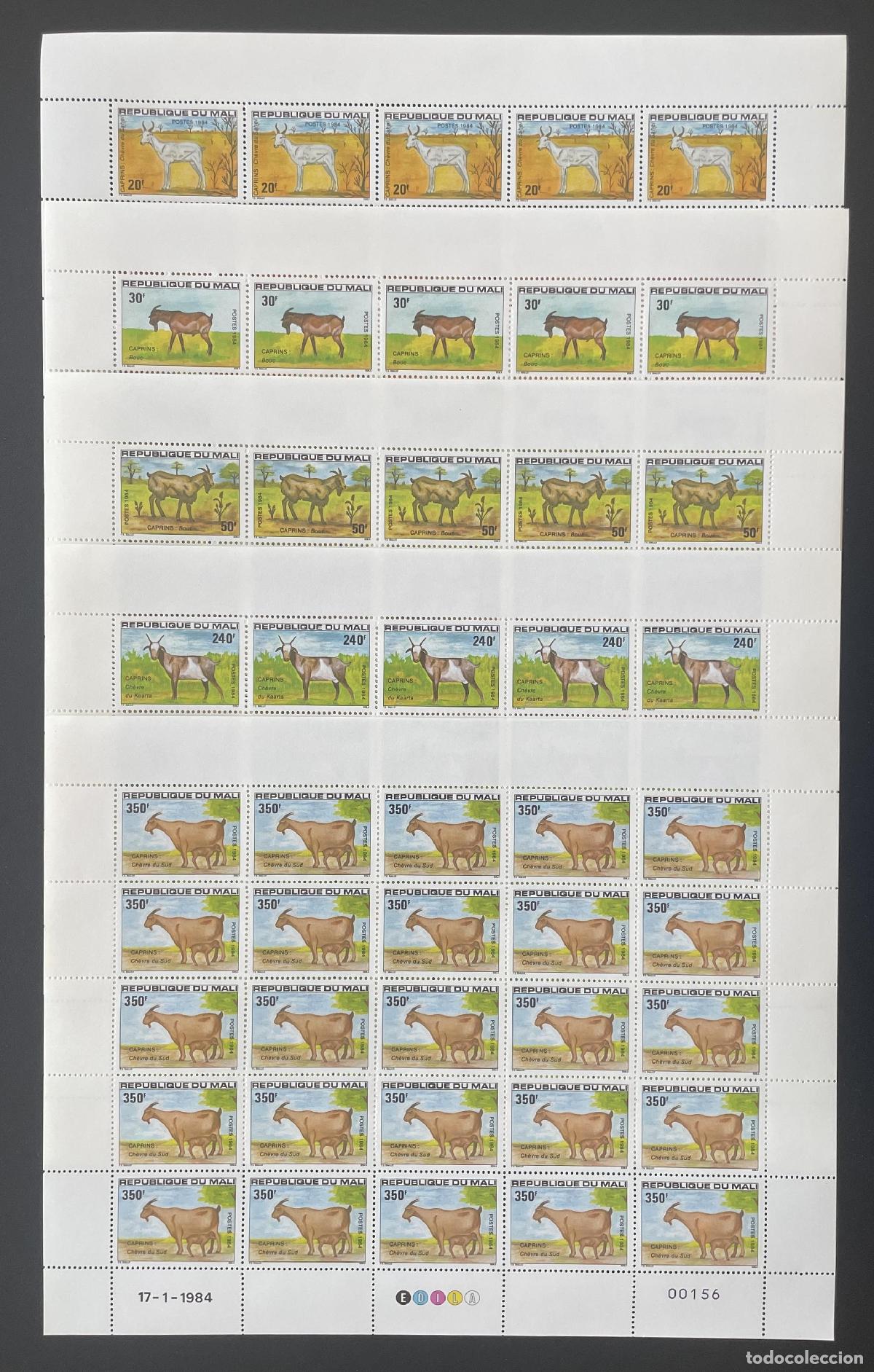 Sellos: Mali 1984 YT 482-486 caprinos cabras macho cabr&iacute;o ganado fauna animales