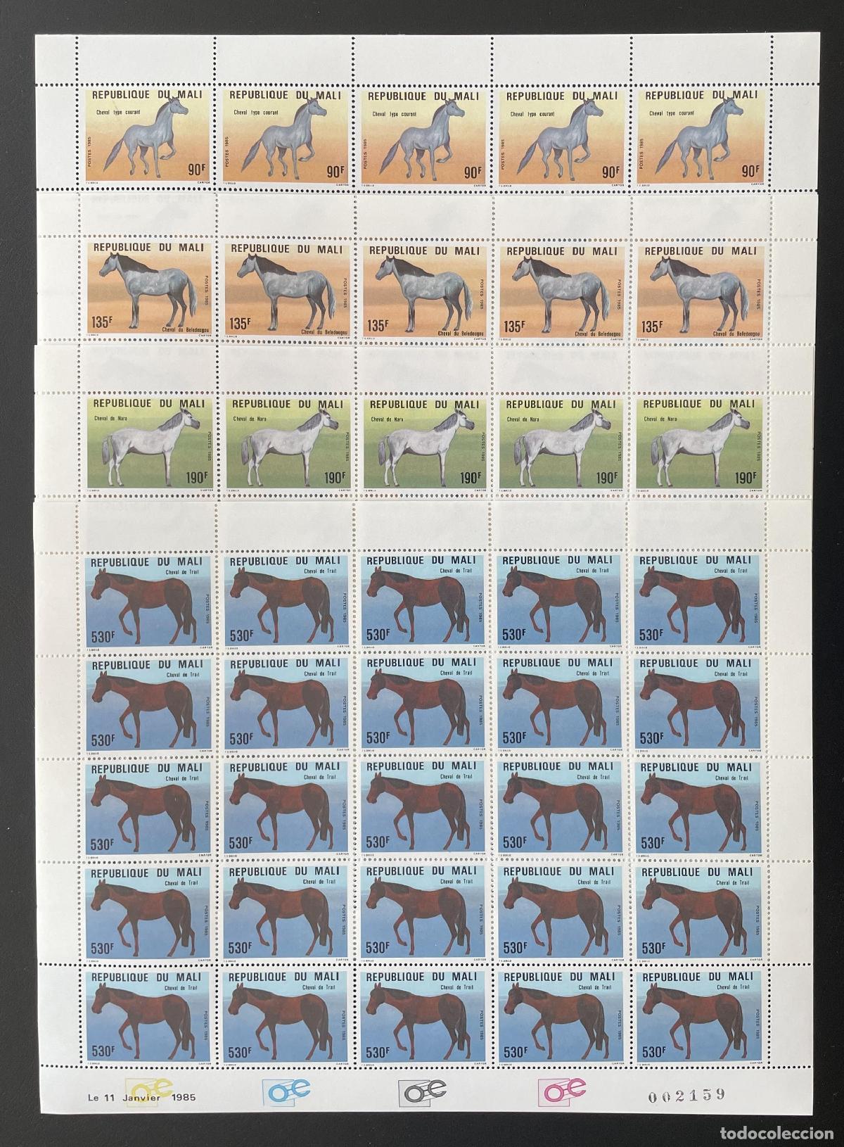 Sellos: Mali 1985 YT 511-514 razas de caballos B&eacute;l&eacute;dougou Nara tiro