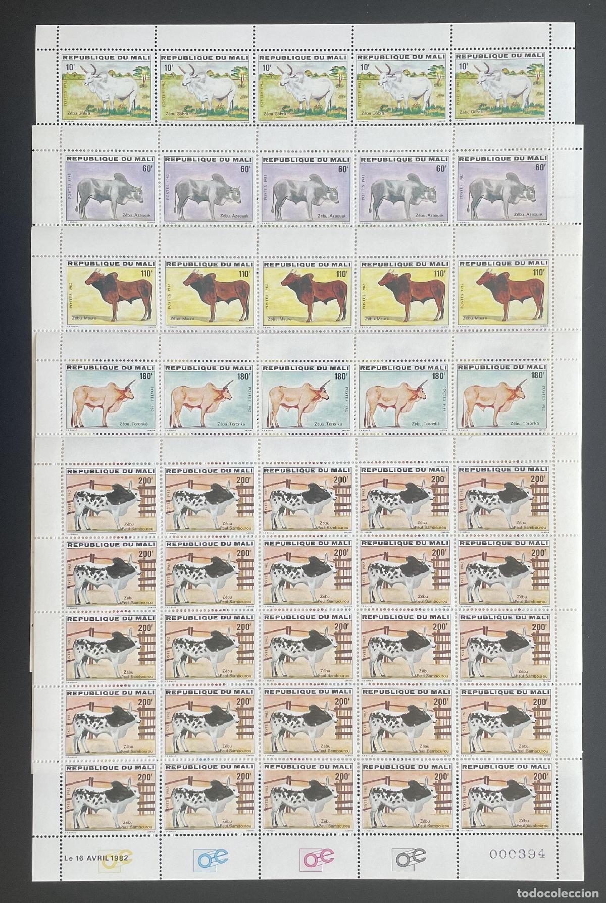 Sellos: Mali 1982 YT 459-463 tabl&oacute;n ceb&uacute; Azawak Maure Toronk&eacute; Sambourou fauna