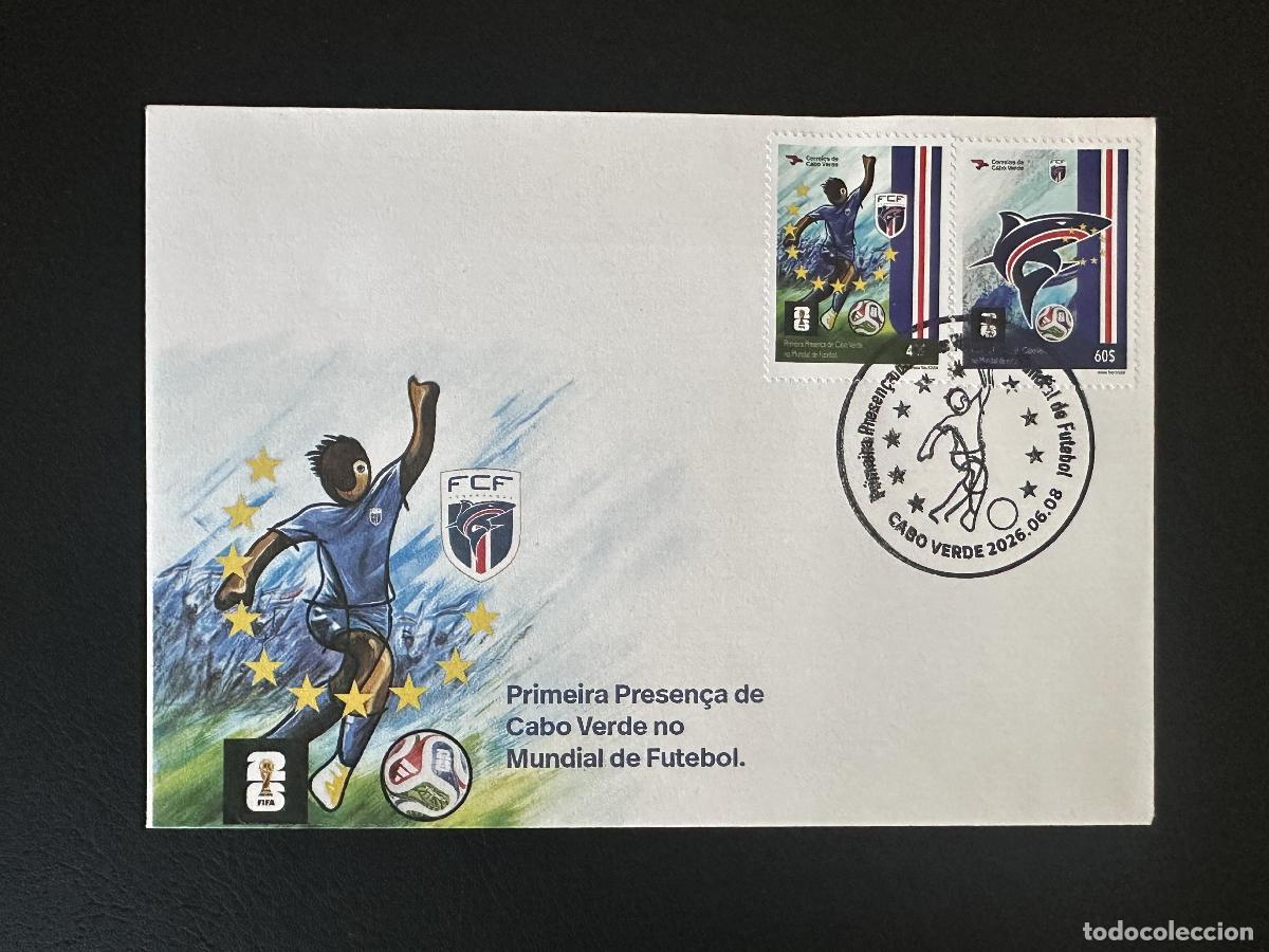 Sellos: Cabo Verde 2026 FDC F&uacute;tbol Copa Mundial FIFA Tibur&oacute;n Azul FCF