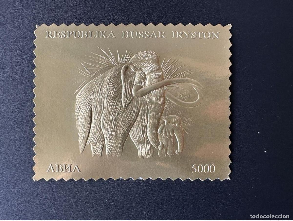 Sellos: Respublika Hussar Iryston Ossetia de emisi&oacute;n privada Mammouth Prehistoric Animal Gold